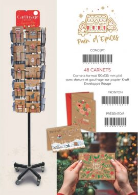 CONCEPT PAIN D’EPICES 48 Carnets doubles x 5 à la réf, soit 240 carnets dont 48 carnets offerts en compensation du présentoir