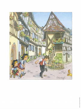 REPRODUCTION D’AQUARELLE l’Alsace de Georges RATKOFF – 30.0 x 40.0 cm sur papier d’Art Rives tradition 350g – impr. quadri – sous cello
