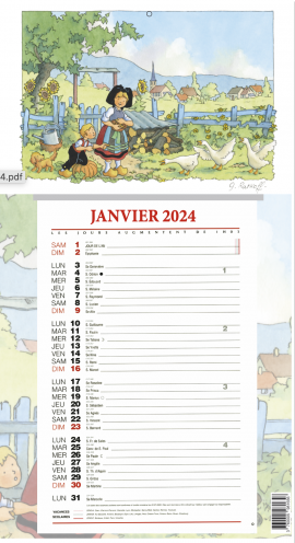 CALENDRIER EPHEMERIDE 2024 l’Alsace de Georges RATKOFF – 22.0 x 49.0 cm – 12 mois