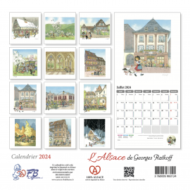 CALENDRIER 2024 l’Alsace de Georges RATKOFF – 30.0 x 30.0 cm 16 mois