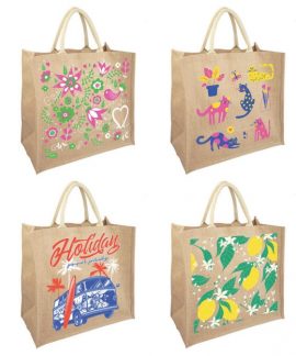 SAC EN TOILE DE JUTE FANTAISIE – 36 x 38 x 18 cm