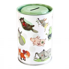 TIRELIRE METALLIQUE – H. 12,5 cm – Ø 8,3 cm