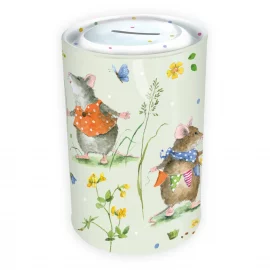 TIRELIRE METALLIQUE – H. 12,5 cm – Ø 8,3 cm