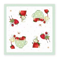 20 SERVIETTES COCKTAIL PAPIER 25×25 cm 3 PLIS – FRAISES