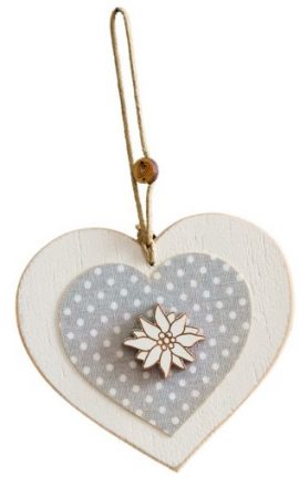 SUSPENSION PETIT SUJET EN BOIS et TISSU NOËL créé et façonné en Alsace