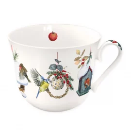 TASSE EN PORCELAINE – 400 ml – Ø 11,5 cm x H 8,5 – OISEAUX