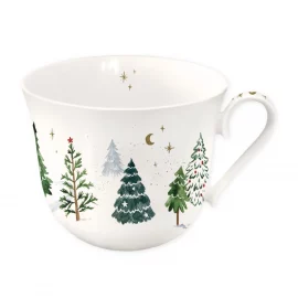 TASSE EN PORCELAINE – 400 ml – Ø 11,5 cm x H 8,5 – SAPINS ENNEIGES