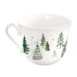 TASSE EN PORCELAINE – 400 ml – Ø 11,5 cm x H 8,5 – SAPINS ENNEIGES